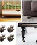 4 Piece Vintage Brass Finish Swivel Casters Heavy Duty 2 Inch Universal Furniture Wheels under crib, couch, piano, and set.