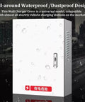Heavy Duty Universal EV Charger Enclosure And Cover With Cable Holder, Weather Resistant Outdoor Station Box For Electric Vehicles, Built Like A Tank, Kept Dry Daily, Zero Sweat Assurance in rain with droplets.