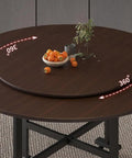 80cm Light Wood Lazy Susan Turntable With Smooth Glide Rotation Durable Serving Tray For Dining Room Tables with a plate of oranges