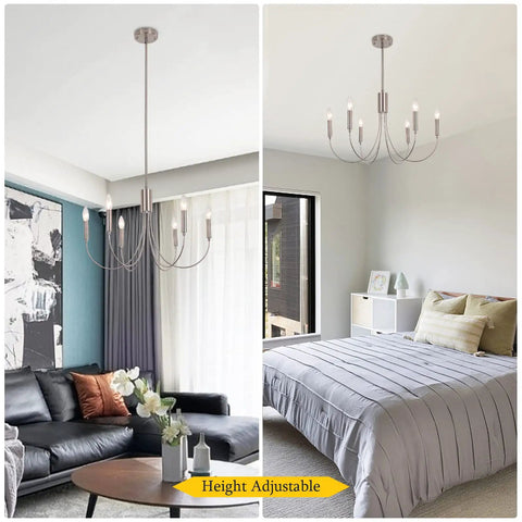 Rustic Farmhouse Chandelier With 6 Lights E12 Antique Candle Pendant for Dining Room in living room and bedroom settings