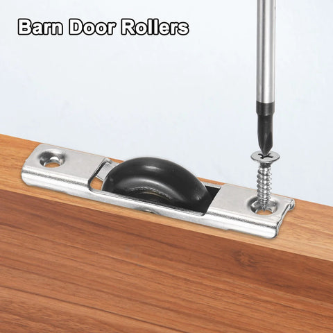4 Pack Screen Door Rollers Replacement For Sliding Doors And Patios, 30mm Diameter Nylon Pulley Wheels being installed on wood