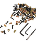 Wood Threaded Inserts And Nuts Kit With Bolts And Hex Wrenches And Drill Bit for quick DIY assembly and repair tasks, connectors shown.