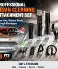 Heavy Duty Drain Auger Bits For Pipe Snakes Eight Piece Steel Replacement Kit handling stubborn clogs and tough blockages.