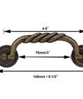 Vintage Bronze Tone And Black Cabinet Pull 4.25" with dimensions shown