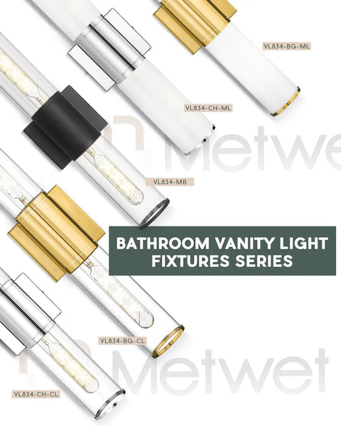Two Light Vanity Lights With Milk Glass Shade In Chrome Finish Up And Down Wall Sconces For Bathroom Mirror Lighting