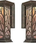 Two One Light LED Outdoor Wall Lanterns in Victorian Bronze with clear seeded glass, weather resistant steel, integrated 8.5W LED.