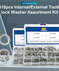 Internal Star Tooth Lock Washers Assortment Kit Two Set With 410 And 820 Pieces External And Internal Lock Washers in case.
