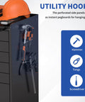 Built Tough 30 Inch Multi Drawer Steel Tool Cabinet With Lockable Roll Around Casters And Heavy Duty Push Handle Shop Grade Garage Storage Workbench Kit Black Steel Body with utility hooks for tool organization.