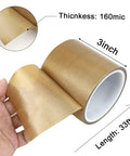 High Temperature PTFE Coated Glass Cloth Tape 3 Inch By 33 Feet 0 18mm in hand showing roll thickness and size details