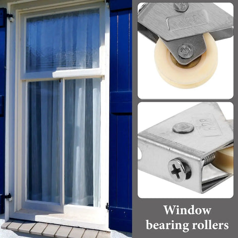 Heavy Duty Sliding Door Pulley Wheel With Adjustable Track Roller For Slick Silent Glide Operation Smooth Stainless Steel Hardware Replacement Zero Sweat Install and white window bearing rollers.