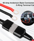 Heavy Duty 8Awg Power Cable 10 Feet Long With Slick Anderson Quick Connect Plugs And Rock Solid O Ring Terminals For Solar Rv Ev And Backup Gear Straight Fire showing 50 Amp Anderson-style connectors and O-ring terminals.