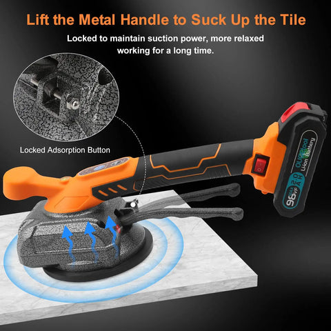 Tile Vibration Leveling Tool With Suction Cup Handheld Vibrator For Plug And Play No Fuss Install 5 Speed Adjustable Dual 21V 2000mAh