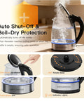 1.8L Electric Kettle With Beast Fast Boil Tech, Auto Shut Off, BPA Free Food Grade Material, Large Capacity Hot Water Boiler