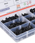 380Pcs Self Tapping Screws Kit Black Carbon Steel Round Head Self Drilling Screws With Washer For Sheet Metal Wood Plastic