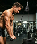 2 Pack Snag Free Nylon Gym Cable Pulley Wheels Fastened To Heavy Gauge Steel Brackets For Garage Gym Setup Silky Smooth Glide Built Like A Tank For Lat Pulldowns And Cable Workouts Rating Six Hundred Pounds in use during lat pulldown.
