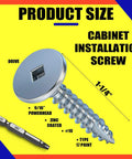 Pro Grade 1 1/4 Inch Cabinet Screws With T20 Square Drive A Full 2 Pound Bucket Of Slick Wood Fasteners Designed For Smooth Diy Projects And Serious Contractor Builds, showing a close-up of a zinc-coated screw with a square drive.