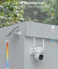 Installed Solar Powered Outdoor Security Camera, Wireless, 3MP Pan Tilt 360 Degree WiFi Cam With Color Night Vision