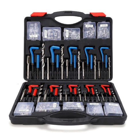 Helicoid Thread Repair Kit Pro Grade 261-Piece Set with tools and 220 inserts in a storage box