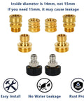 MINGOU pressure washer quick-connect kit: brass M22-to-3/8 adapters, 14mm fittings, two swivel connectors