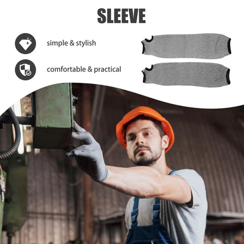 Grab These Lightweight Cut Resistant Forearm Sleeves For Men Durable Pe Anti Cut Arm Guards With Snug Elastic Fit That Holds Firm For Welding Gardening Or Shop Days worn by a worker in an industrial setting.