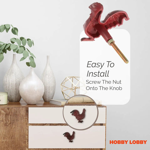 Score That Rustic Look Instantly With This Set Of Two Red Rooster Metal Knobs Made As Top Tier Dresser Pulls And Cabinet Hardware For A Quick Home Makeover You Gonna Totally Love. Red rooster knob on a dresser with assembly instructions.