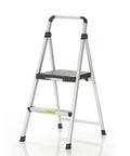 Lite Folding Step Stool With Extra Large Slip Resistant Platform, Aircraft Grade Aluminum Build, Non Marring Feet, Easy Fold System For Flat Storage, Game Changing Home Helper For Reaching High Cabinets And Shelves, open two-step view
