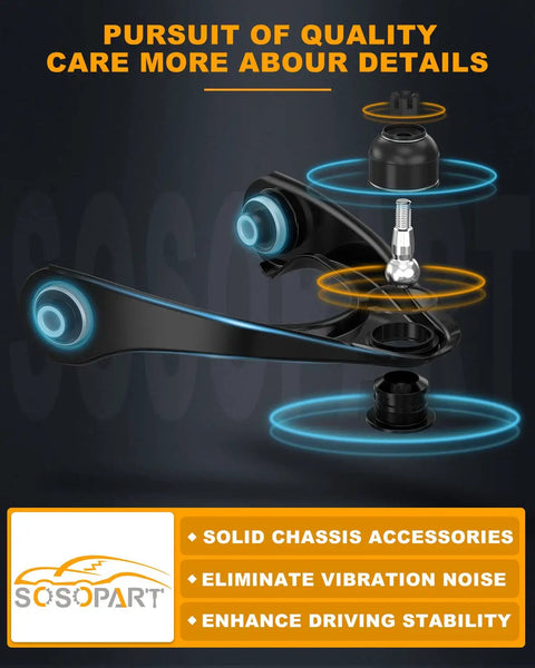 Heavy Duty Nuts To Bolts 8 Piece Front Suspension Refresh Kit Featuring Lower Control Arms close-up view with ball joints.