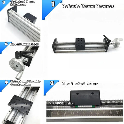 4 Inch Stroke Manual Linear Motion Guide Table with heavy duty dual axis slide rail SFU1605 C7 CNC module, top view