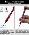1.5mm precision flat head screwdriver for electronics with magnetic S2 steel tip and anti-slip aluminum handle, shown in hand.
