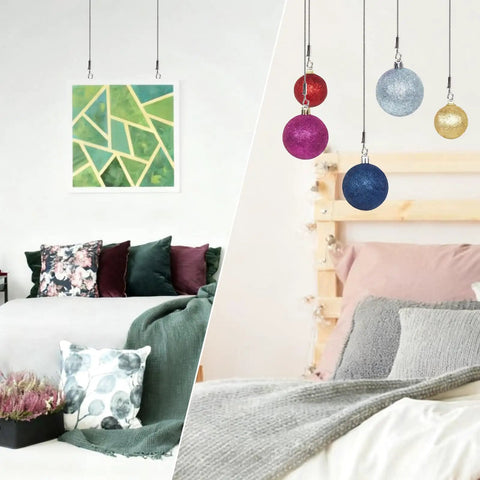 Heavy Duty Picture Hanging Kit With 1.5 Meter Adjustable Stainless Steel Cable And 6 Piece Wire Rope Suspension For Artwork Frames And Gallery Walls Built Tough With Rock Solid Grip in modern bedroom decor.
