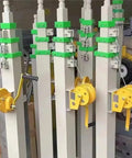 Heavy Duty Telescopic Aluminum Mast With Hand Winch Crank showing multiple masts with yellow winches and green fittings.