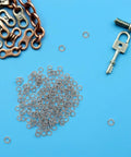 Stainless Steel Spring Washer Kit 200 Pcs For Screws And Bolts Pro Grade Lightweight Flat Lock Washers on blue background