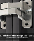 Heavy Duty Concealed Door Hinge With Rust Resistant Stainless Steel And Adjustable Articulated Arms For Fire Cabinets That Pulls Off Major Work Hella Smooth, close-up view showing 304 stainless steel, concealed installation.