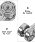 Heavy Duty Steel Sliding Door Roller Trolley With Double Bearing And 50kg Load Rating showing close-up of sealed bearings and installation features.