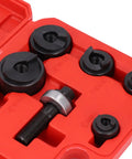 Beefy Heavy Duty Manual Punch Kit With Ratchet for Sheet Metal, 6 Punch Sizes from 22.5mm to 61.5mm, in red case