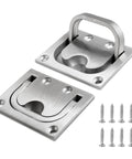 Two Pack Marine Flush Ring Hatch Pull Handles for Boat Decks and Cabinets, 316 Stainless Steel, Large Size, Includes Screws