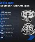 Wheel Hub Assembly Parameters for Front Wheel Bearing Hub Assembly for Toyota Sequoia Tundra includes dimensions and bolt specifications.