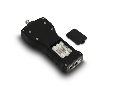 Pro Grade Workhorse Digital Force Gauge For Tension And Compression Testing with battery compartment and USB port detail.