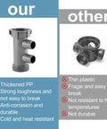 Comparison of our thickened PP 1-1/2 Inch Kitchen Sink Drain Adapter With Four Way Branch and Other thin plastic model