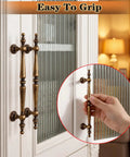 Solid Antique Brass Cabinet Pulls 5 Inch Drawer Handles 5 Pack Vintage Zinc Alloy Furniture Hardware on cabinet door.