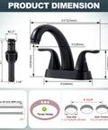 Dimensions of Matte Black Bathroom Sink Faucet 4 Inch Centerset 2 Handle With Pop Up Drain Stopper Lavatory Vanity Faucet 304 Stainless Steel Built To Last No Nonsense Durability CUPC CEC Certified