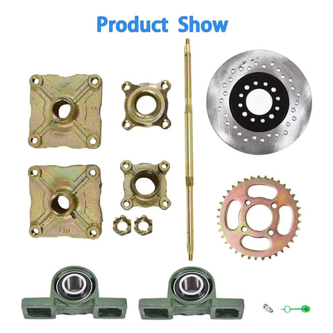 32 Inch Rear Axle Kit With Brake Assembly And Sprocket Hub Replacement For Go Karts ATVs Quad Bikes And Drift Trikes