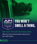 AiM extreme duty lubricant ad with slogan 'You won't smell a thing' and pet-safe message printed alongside.