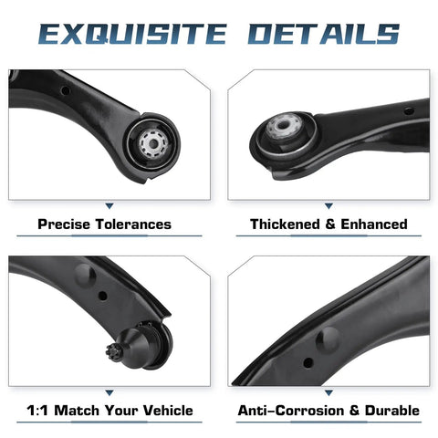 Exquisite details of Real Deal 8 Piece Front Lower Control Arms With Ball Joints and Sway Bars Plus Tie Rod Ends Heavy Duty Suspension Kit.