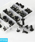 Shop Ready M8 Metric Socket Head Cap Screws Assortment Kit With Flat Countersunk Heads And Fully Threaded Design in storage box.