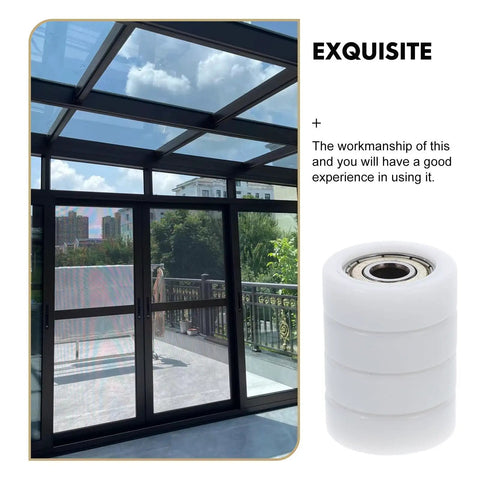 Four Pack Of Thirty Millimeter Nylon Track Pulley Wheels Equipped With High Grade ZZ Ball Bearings for smooth patio door glides.