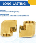 5 Pack Brass Pipe Fittings 90 Degree Street Elbow 3/4 Inch Female NPT X 3/4 Inch Female NPT Elbow Set Durable Barstock Brass Fittings