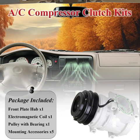 Heavy Duty AC Compressor Assembly With Front Clutch For Toyota Tacoma 3.4L 1995 Through 2004 V6 No Fuss Direct Swap Air Conditioning Package 471.1222 OEM Crafted with cockpit view.