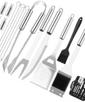 15 Piece Grill Set With Carrying Case Stainless Steel BBQ Tools Kit Includes 4 In 1 Spatula, Meat Fork, Tongs with bag