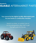 Reliable Aftermarket Parts storefront with red tractor and yellow backhoe loader on display.